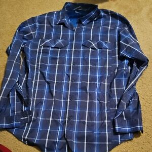 Men's Columbia Navy and White Plaid Shirt